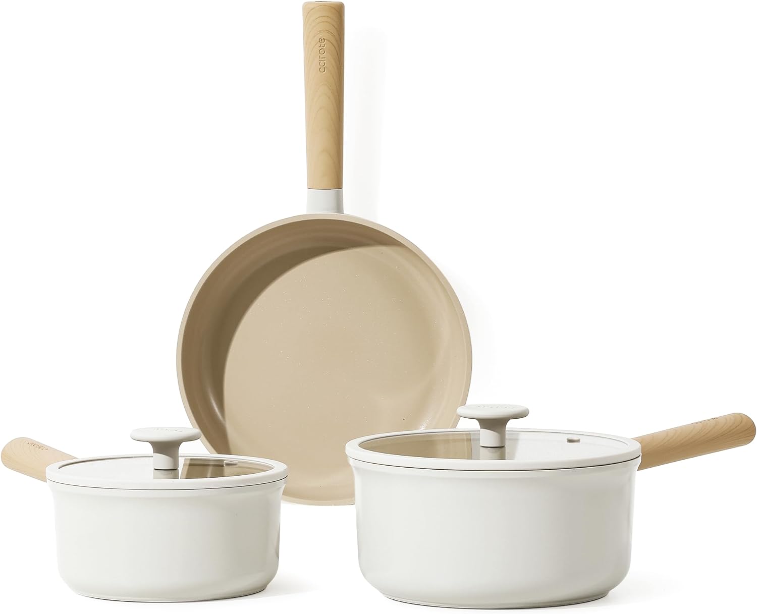 CAROTE Pots and Pans Set, Ceramic Nonstick Cookware Set 5pcs, Kitchen Cooking Set Nonstick Pots and Pans, Induction Cookware