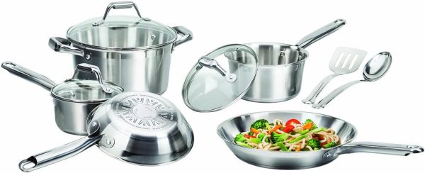T-fal C811Sa Elegance Cookware Set, Stainless Steel, 10 Piece